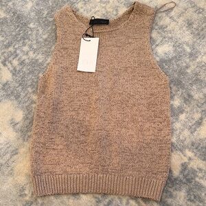 NWT Zara Tan Knit Sleeveless Sweater